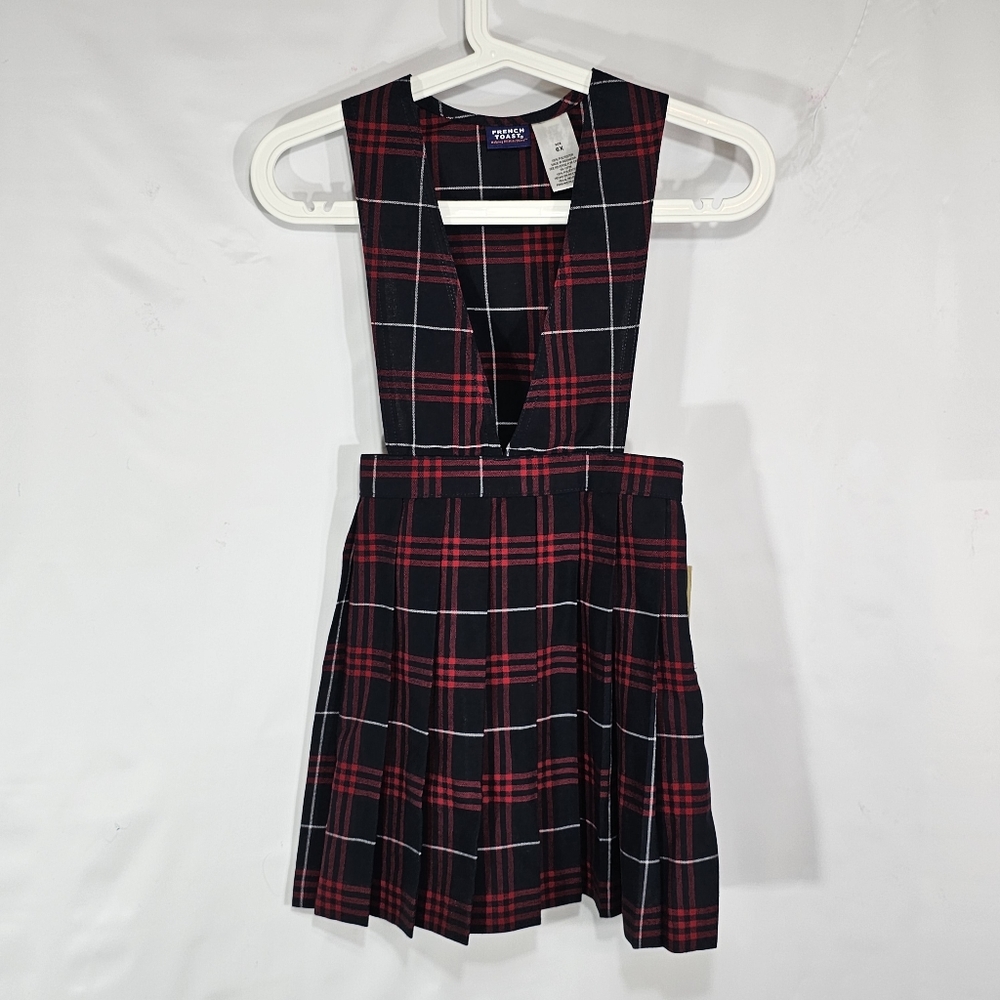 French Toast Girls Plaid Pleated Skirt Romper Blue Red Size 6X - Picture 6 of 12
